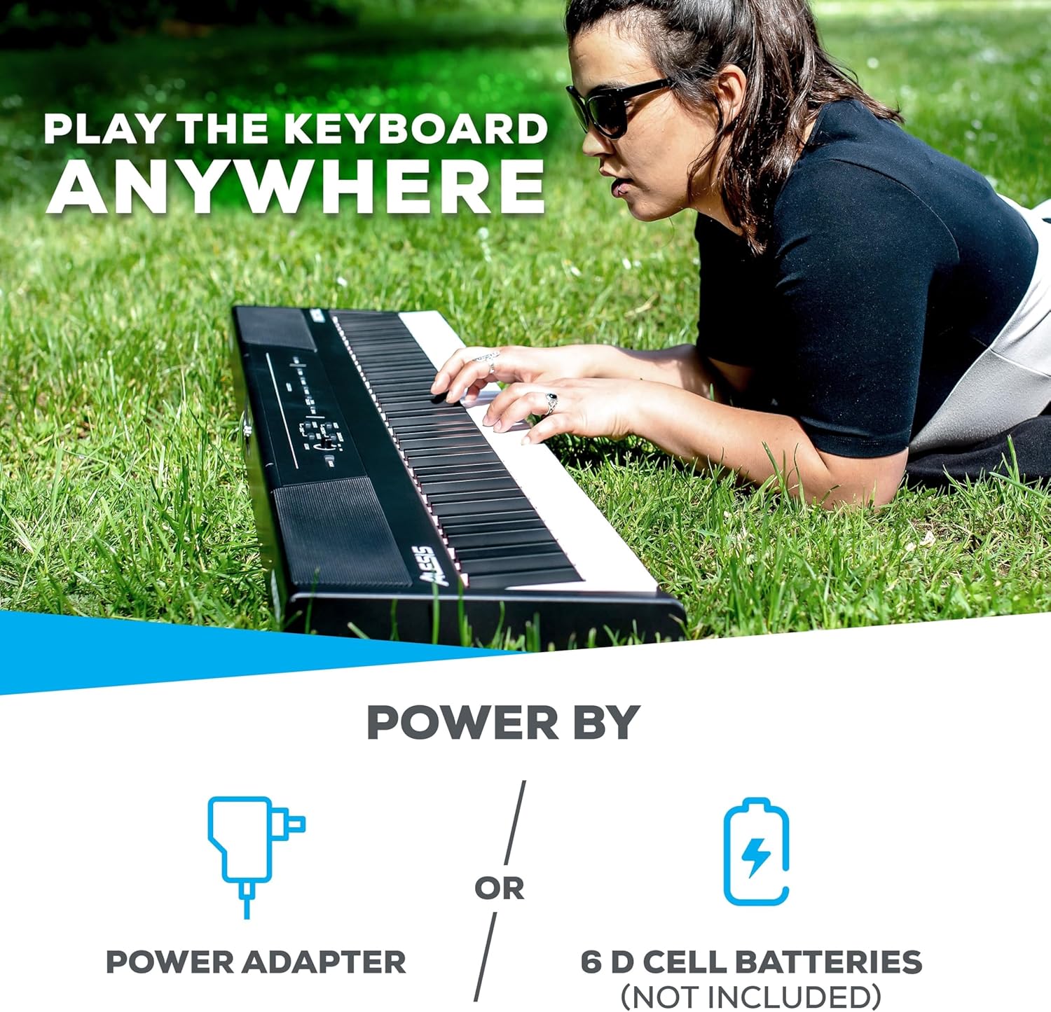 Alesis Recital – 88 Key Digital Piano Keyboard with Semi Weighted Keys, 2x20W Speakers, 5 Voices, Split, Layer and Lesson Mode, FX and Piano Lessons